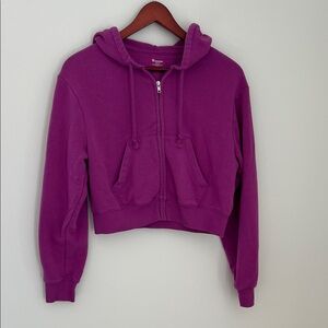 No Boundaries Magenta Cropped Zip-up Hoodie Size M